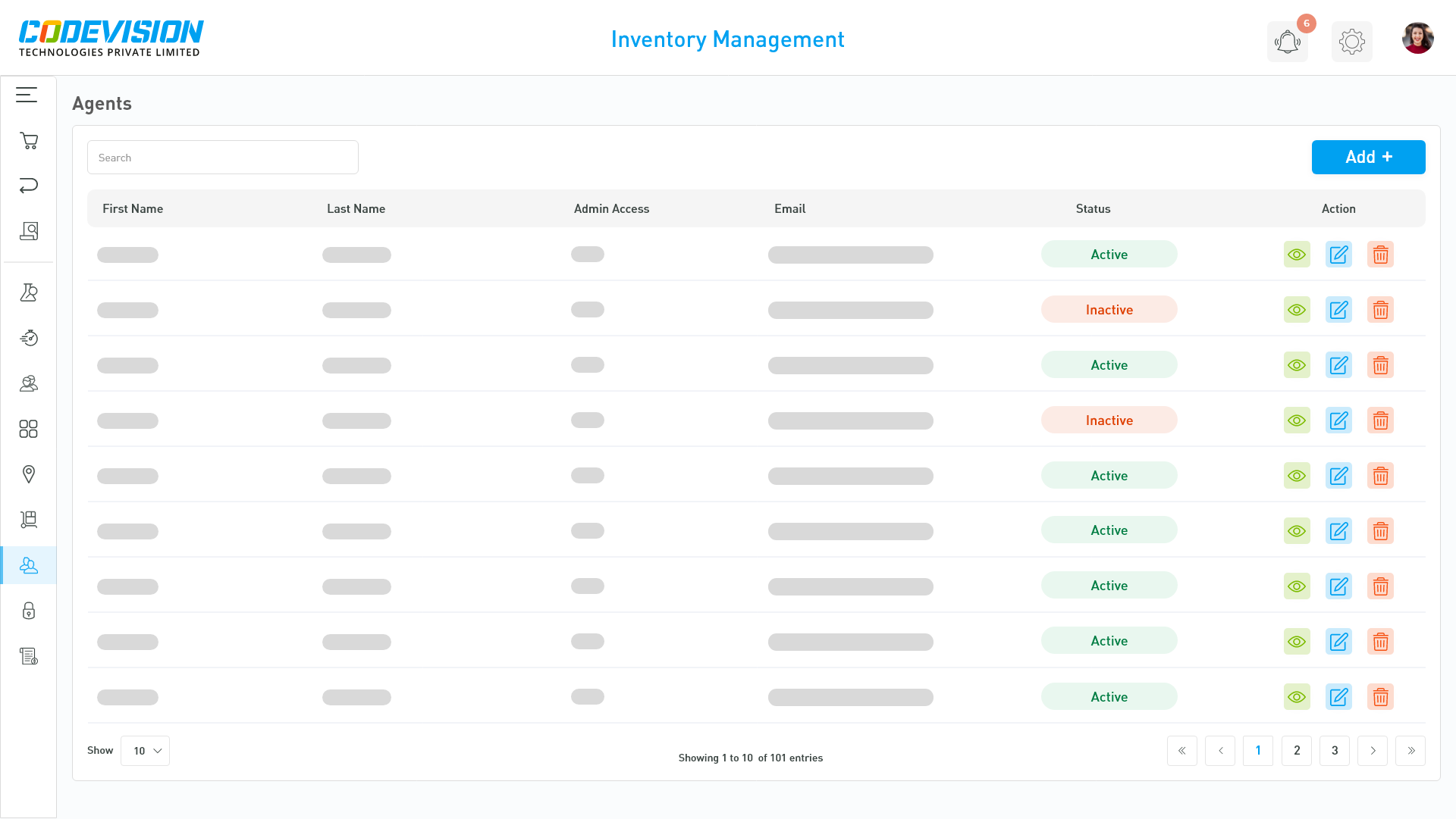 Inventory System- Agent List