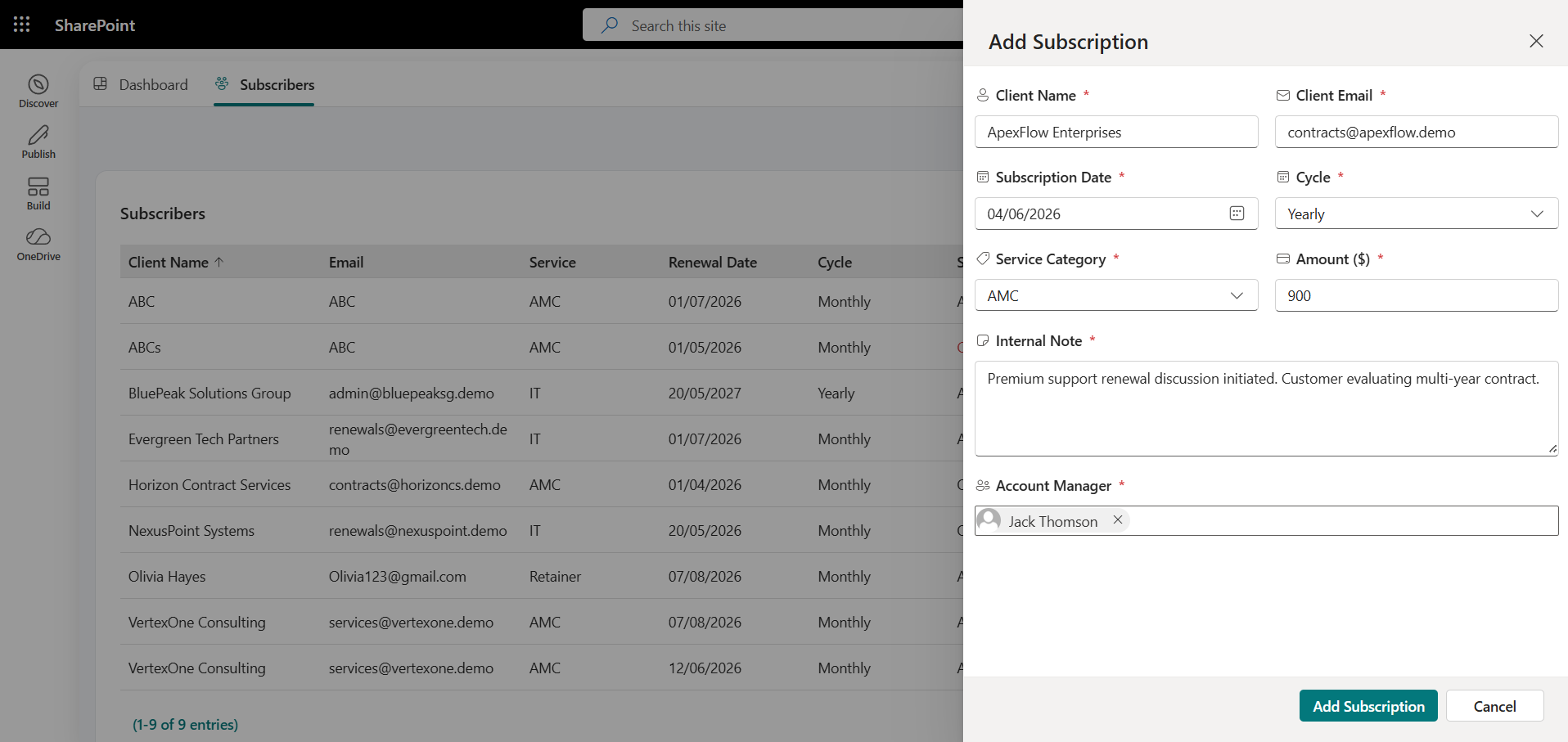 Add-Subscriptions