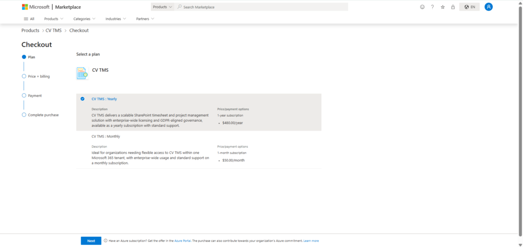 Choose Subscription Plan