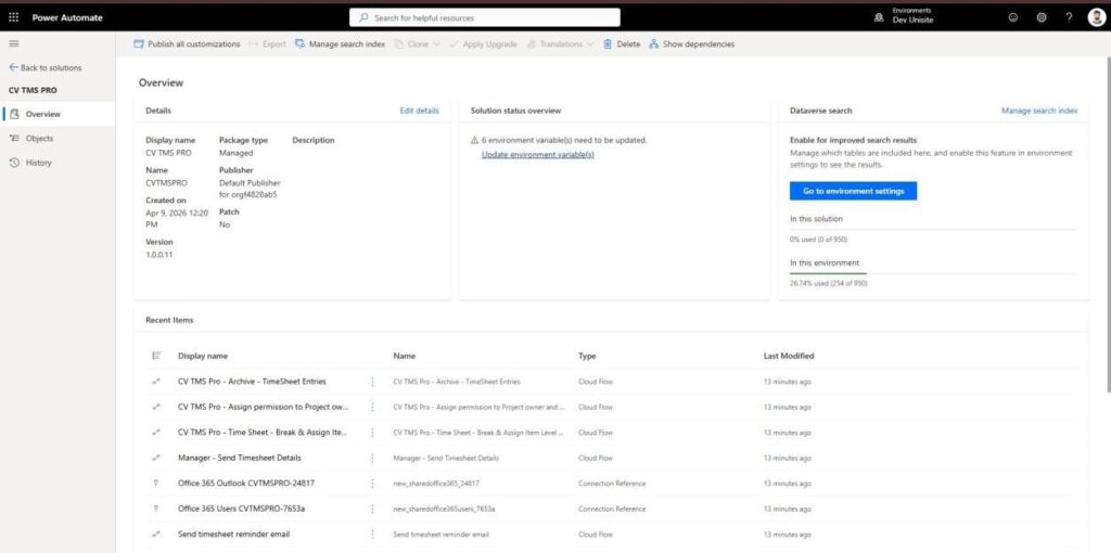 Set up Solution and Environment variable