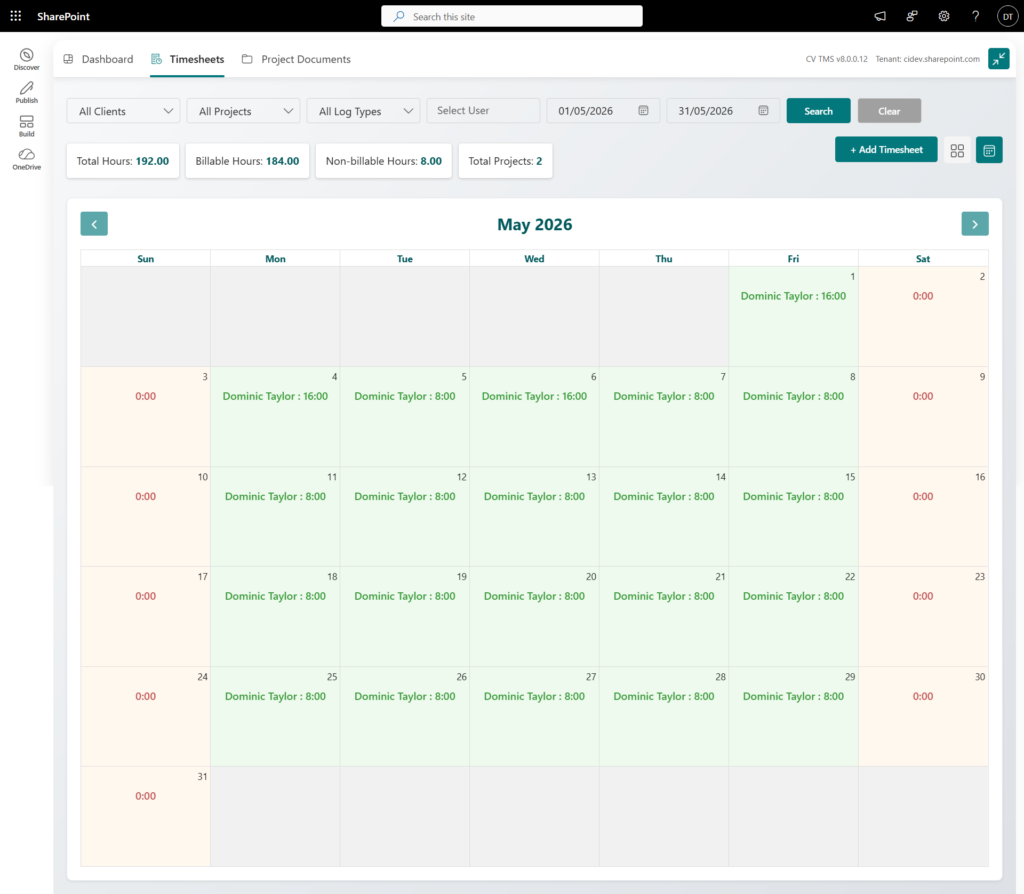 Timesheet Filters