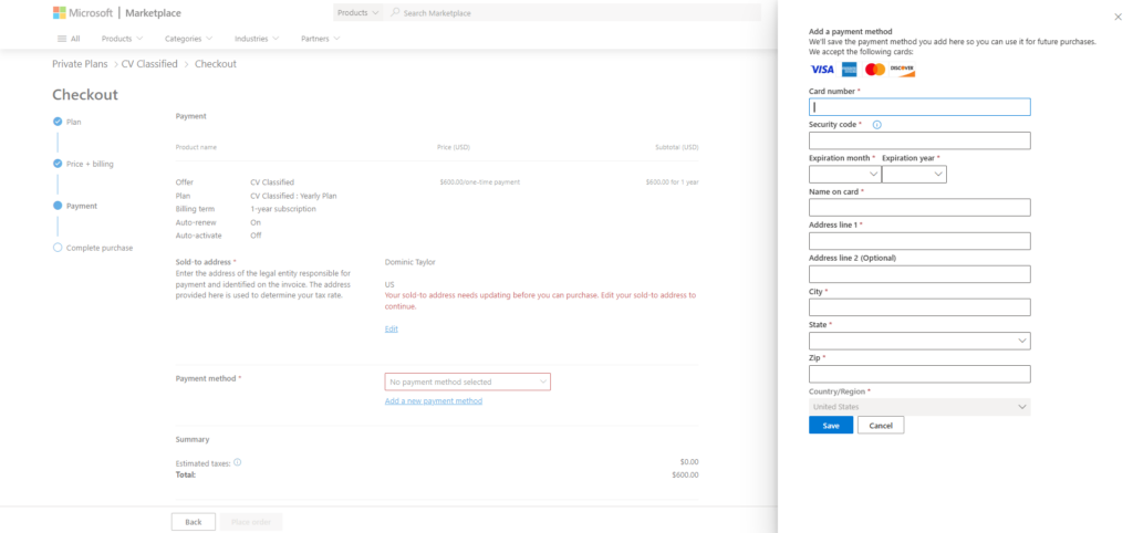 add payment details