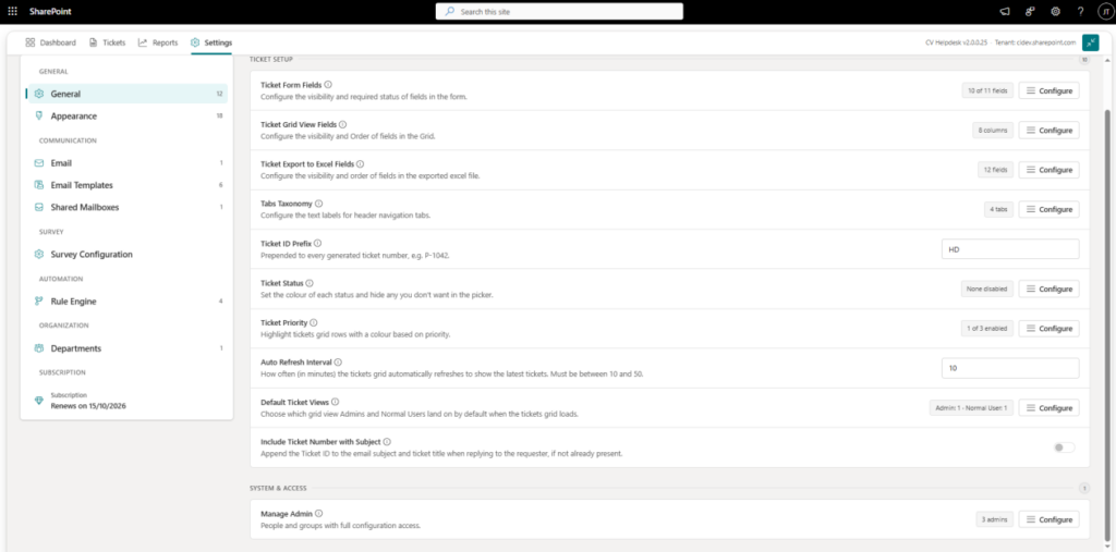 CV helpdesk - General section