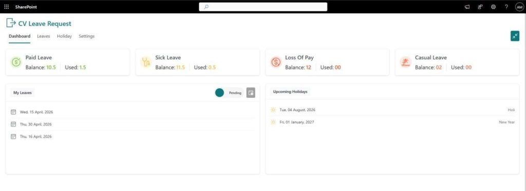 Dashboard for Employees