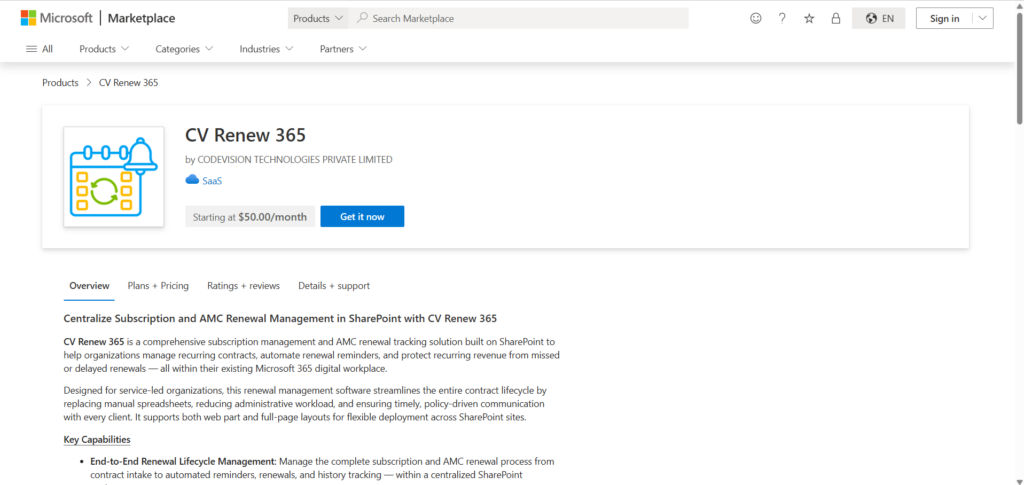 on Microsoft Marketplace and use the Contact Publisher link.