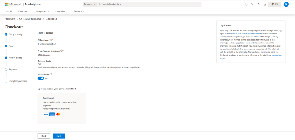 Review Pricing & Billing Details