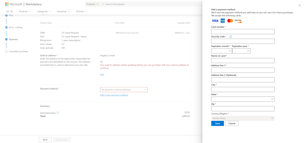 Add Payment Details