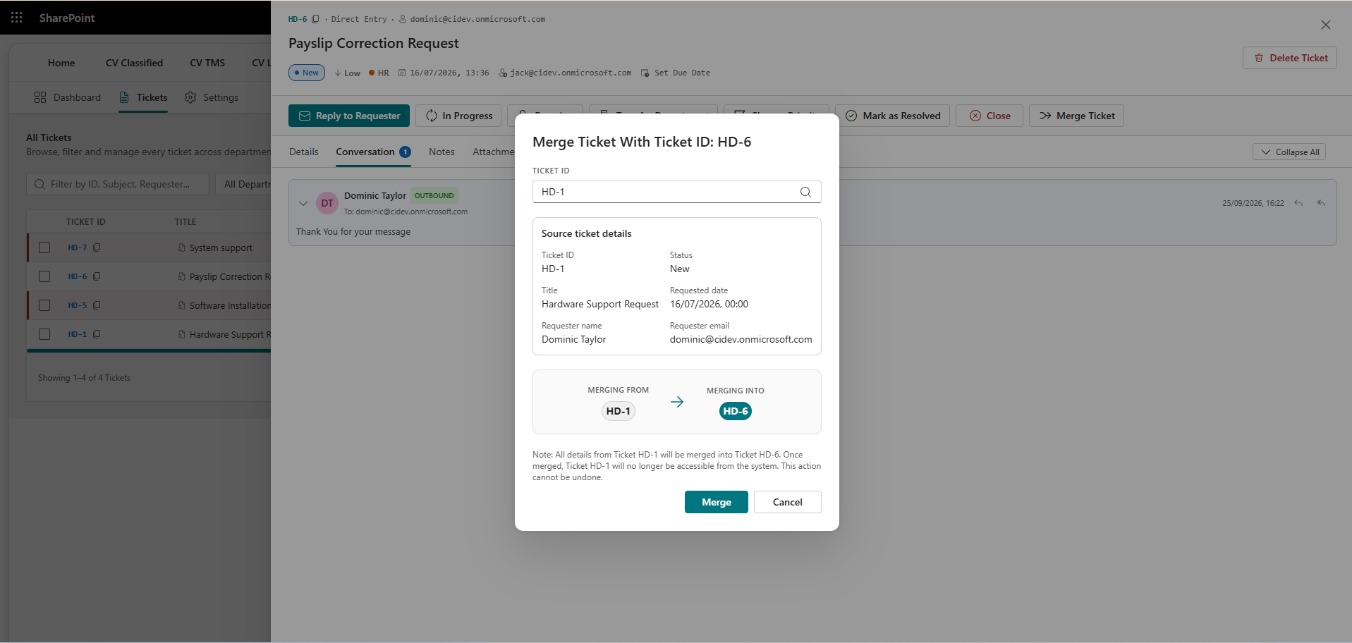 Merge tickets