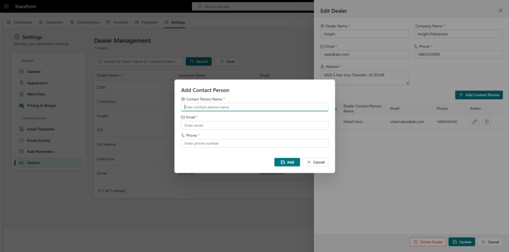 Dealers section CV Renew 365
