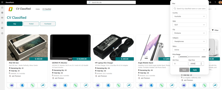 User Filter Option User Filter Option
