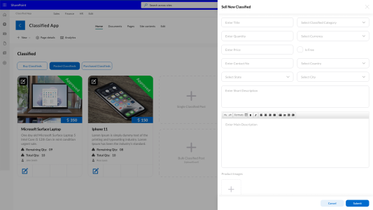 Add Product Listing Form - User Add Product Listing Form - User