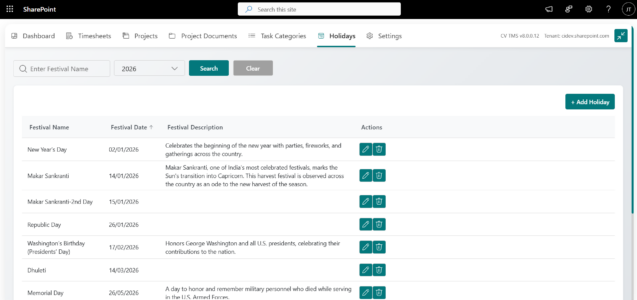 Manage Holidays Manage Holidays