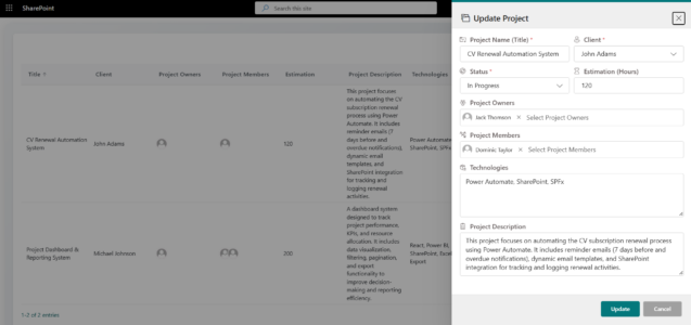 Update Exsisting Project Update Exsisting Project