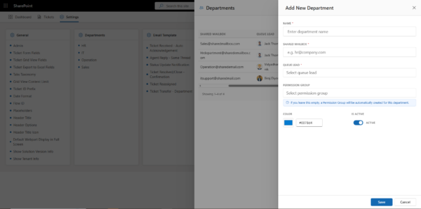 Add new department Add new department